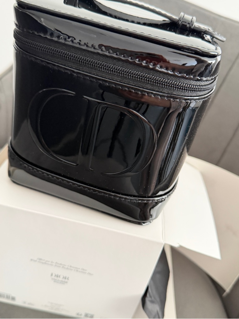 Dior Black Patent Leather Vanity Case with Embossed CD Logo - Picture 6 of 6